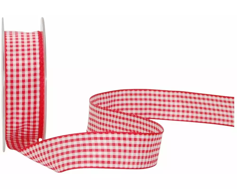 Spyk Geschenkband Vichy 25 mm x 20 m, Rot/Weiss
