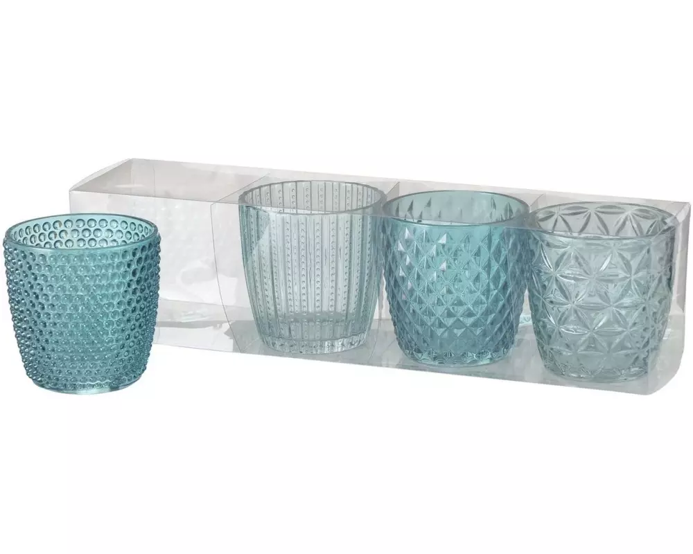 Boltze Windlicht Marilu 4 Stück, 7.5 cm, Petrol