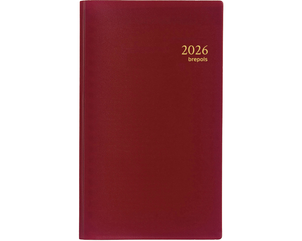 BREPOLS Agenda Interplan Seta 2026 0.736.2121 1W/2S bordeaux 9x16cm