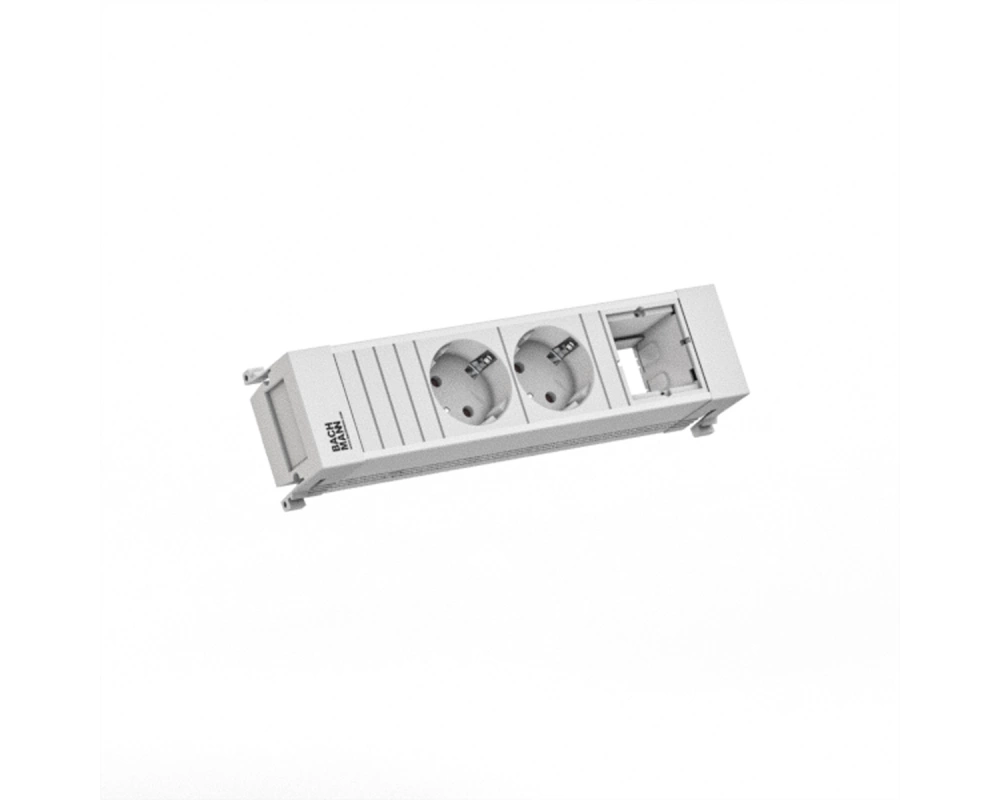 BACHMANN POWER FRAME 2xCEE7/3 1xCM 0,2m GST18 RAL9010