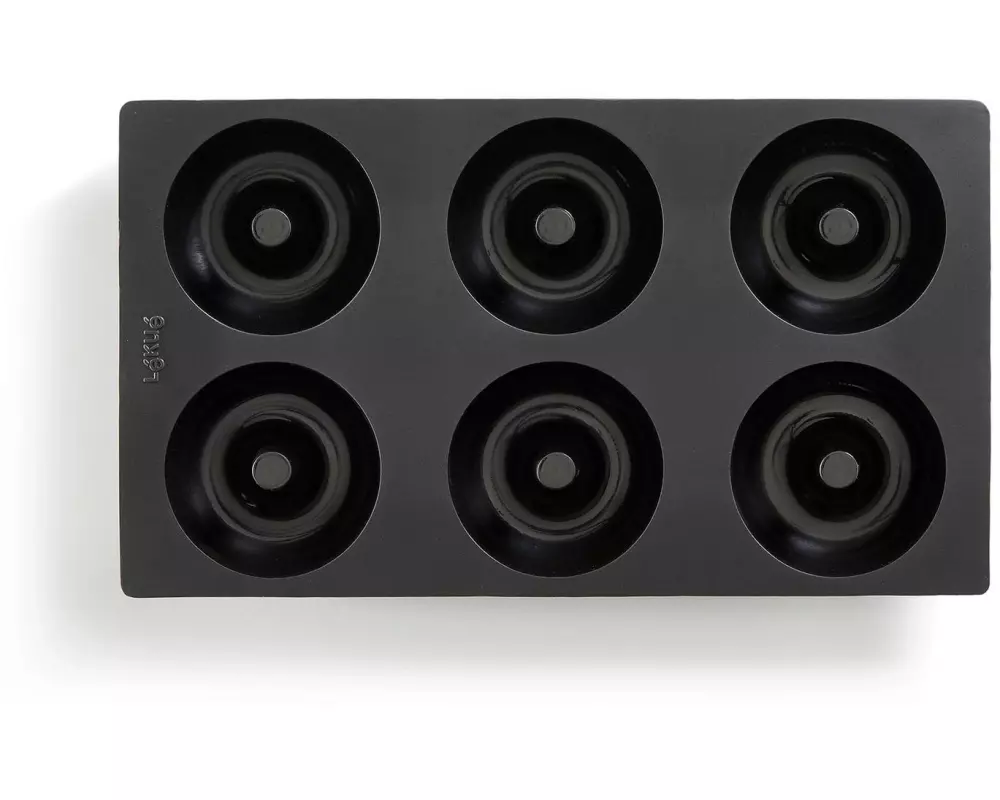 Lékué Donut-Backform Silikon, Schwarz, 6 Mulden