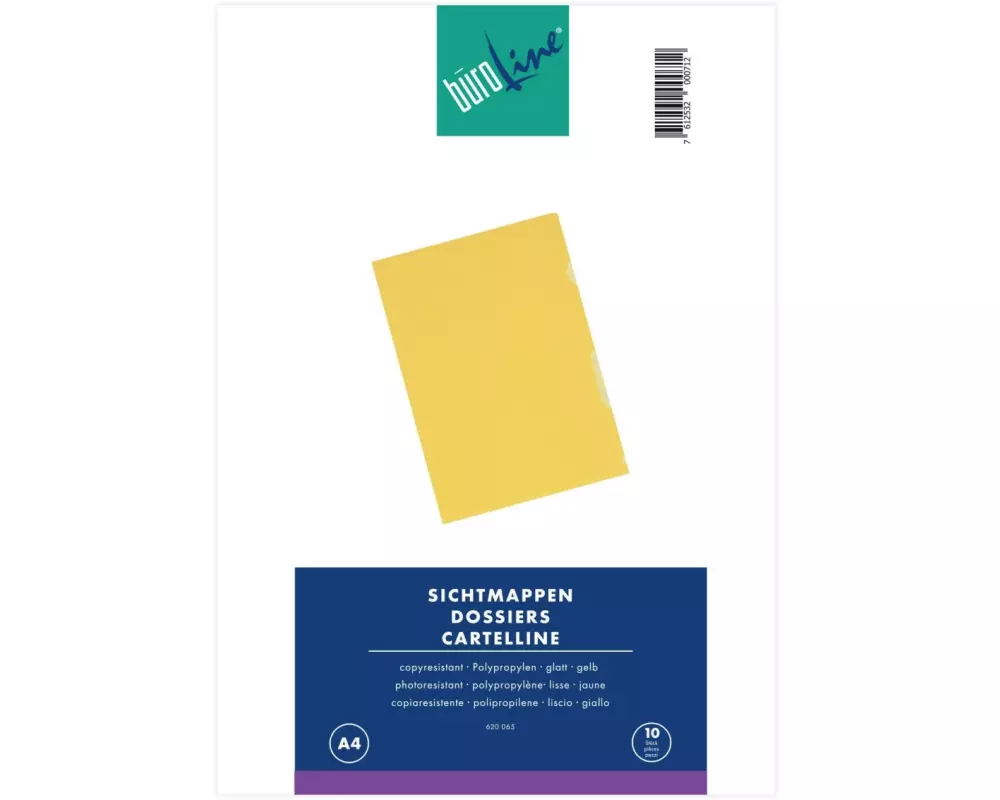 Büroline Sichthülle A4 Gelb, 10 Stück
