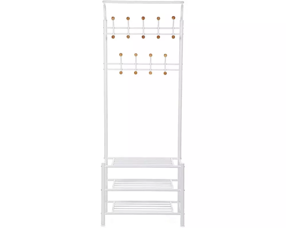 Songmics Garderobenständer mit 18 Haken Metall, Weiss