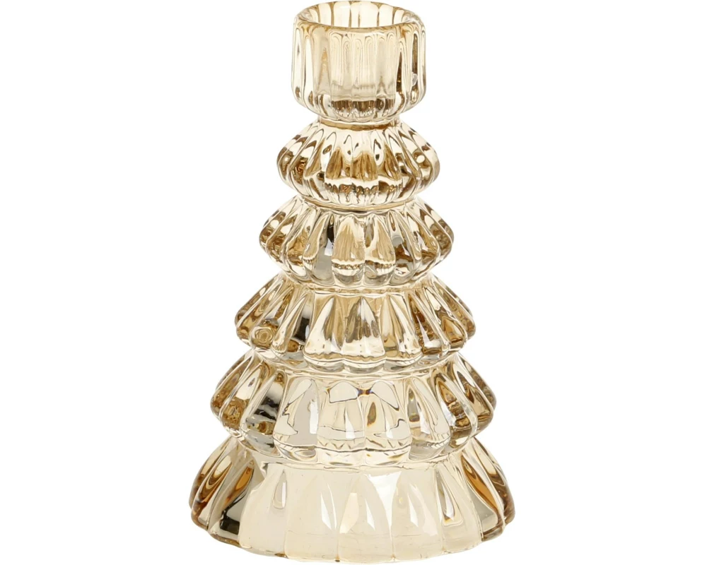 Chic Antique Kerzenständer 13 cm, Glas, Bernstein