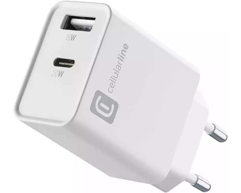 Cellular Line Multiport Charger PD 20W, USB-A, USB-C, Weiss