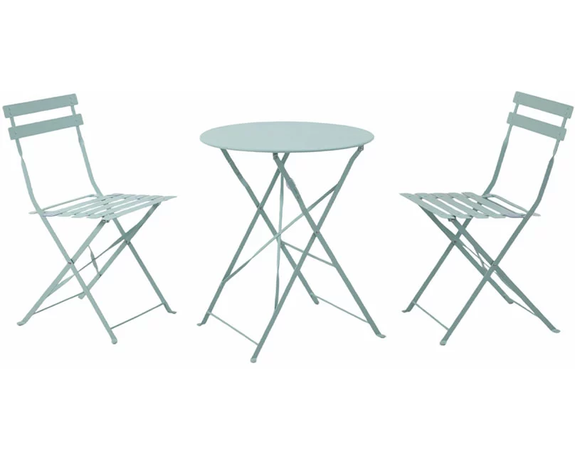 dameco Bistro Set Metall Gartentisch und 2 Stühle türkis matt