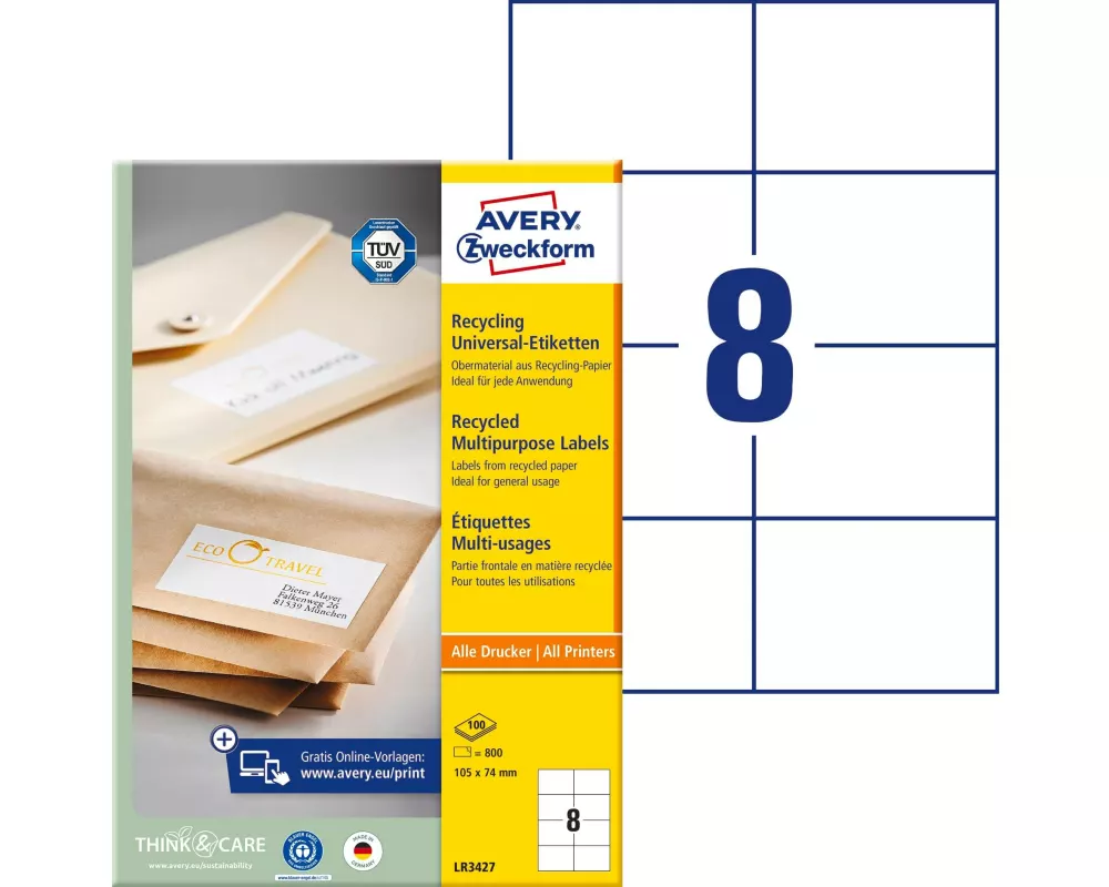 Avery Zweckform Universal-Etiketten LR3427 105 x 74 mm, 100 Blatt
