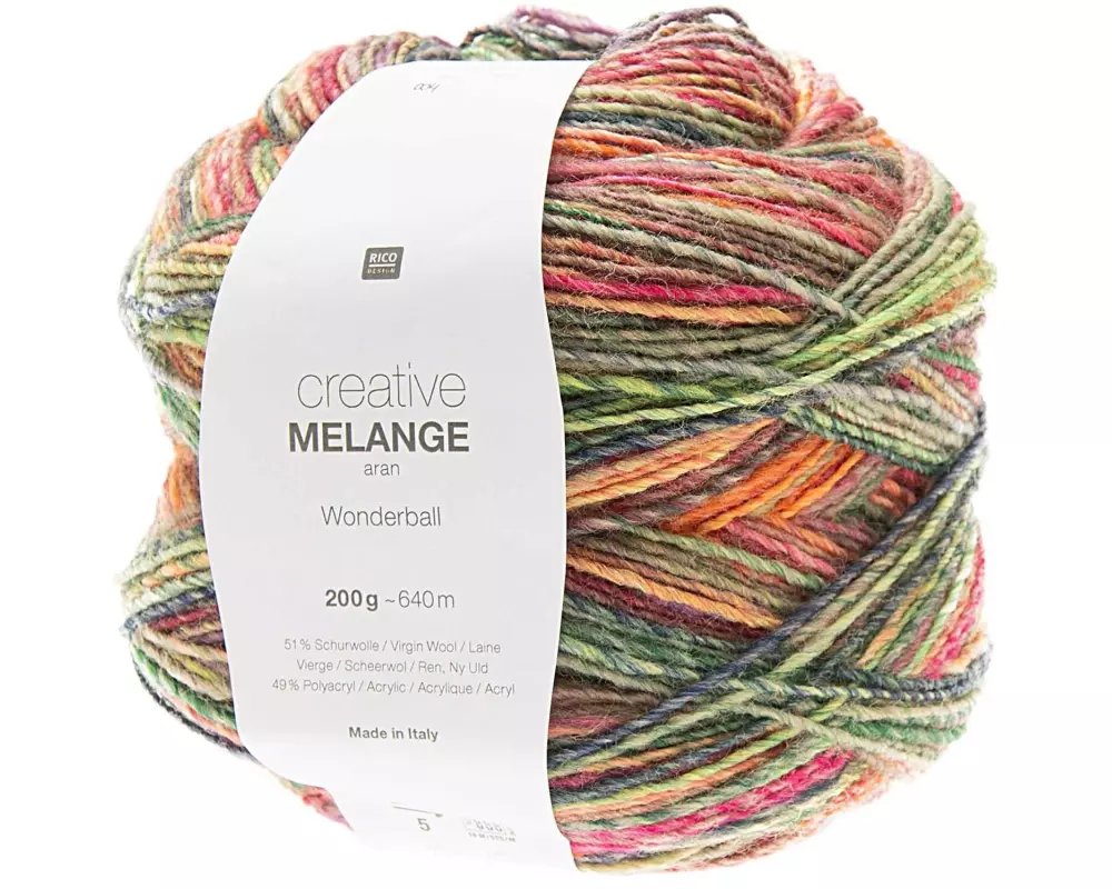 Rico Design Wolle Melange 200 g, Mehrfarbig