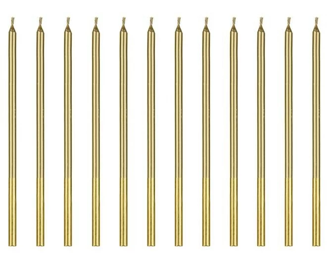 Partydeco Kerze Gold, 14 cm, 12 Stück