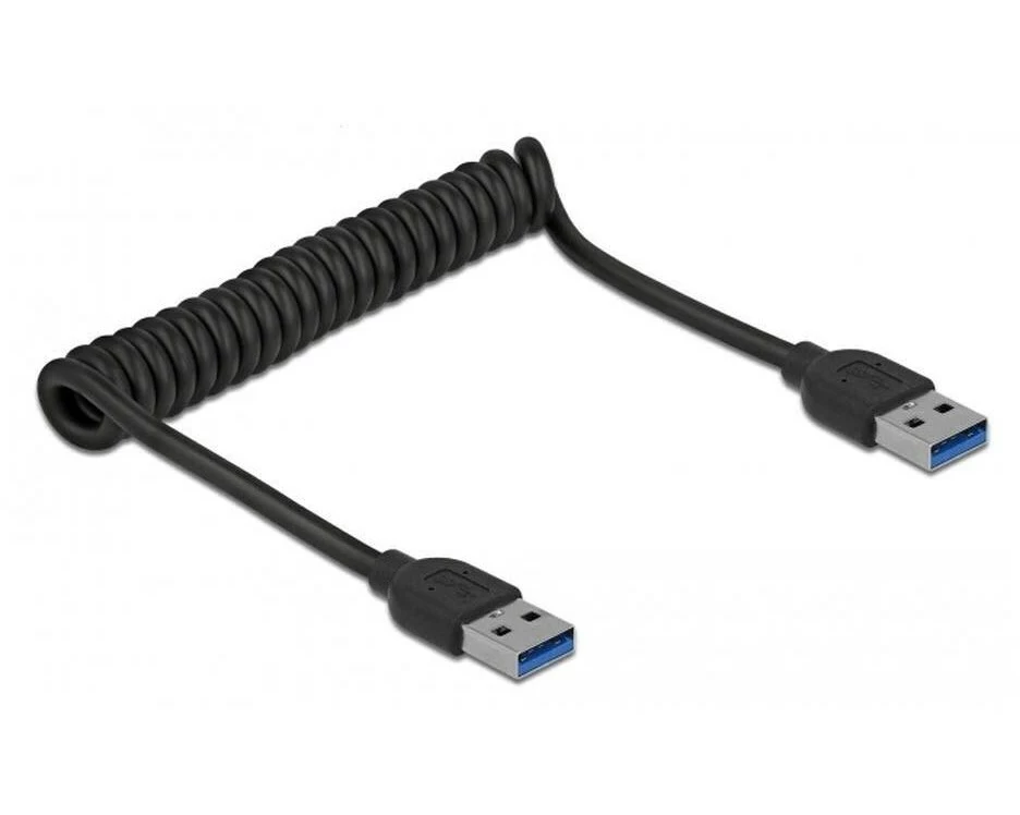 Delock USB 3.0-Spiralkabel 5 Gbps USB-A - USB-A 0.7 m
