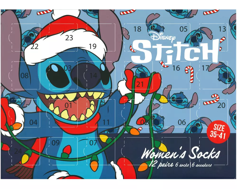 Dreams and Fantasy Adventskalender Socken Lilo & Stitch, Grösse 35-41, 12 Paare