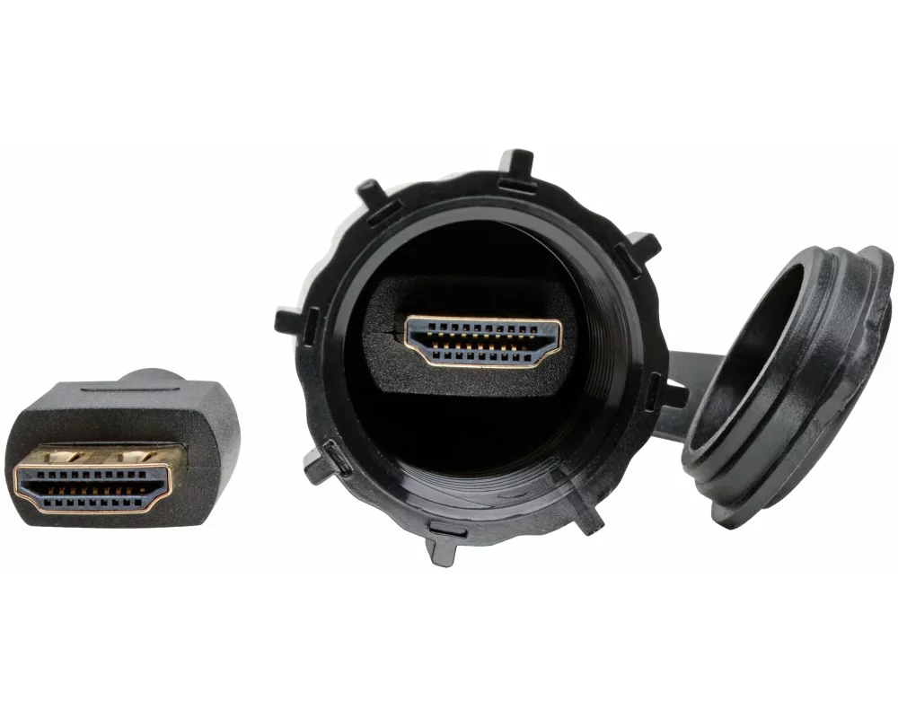 EATON TRIPPLITE High-Speed HDMI Cable, M/M - 4K, 60Hz, HDR, Industrial, IP68, Hooded Connector, Black, 3ft.