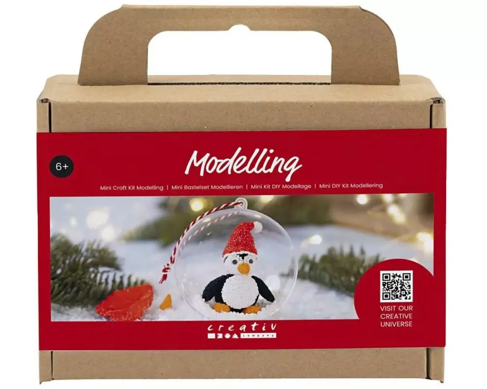 Creativ Company Bastelset Modellieren Weihnachtskugeln, Pinguin