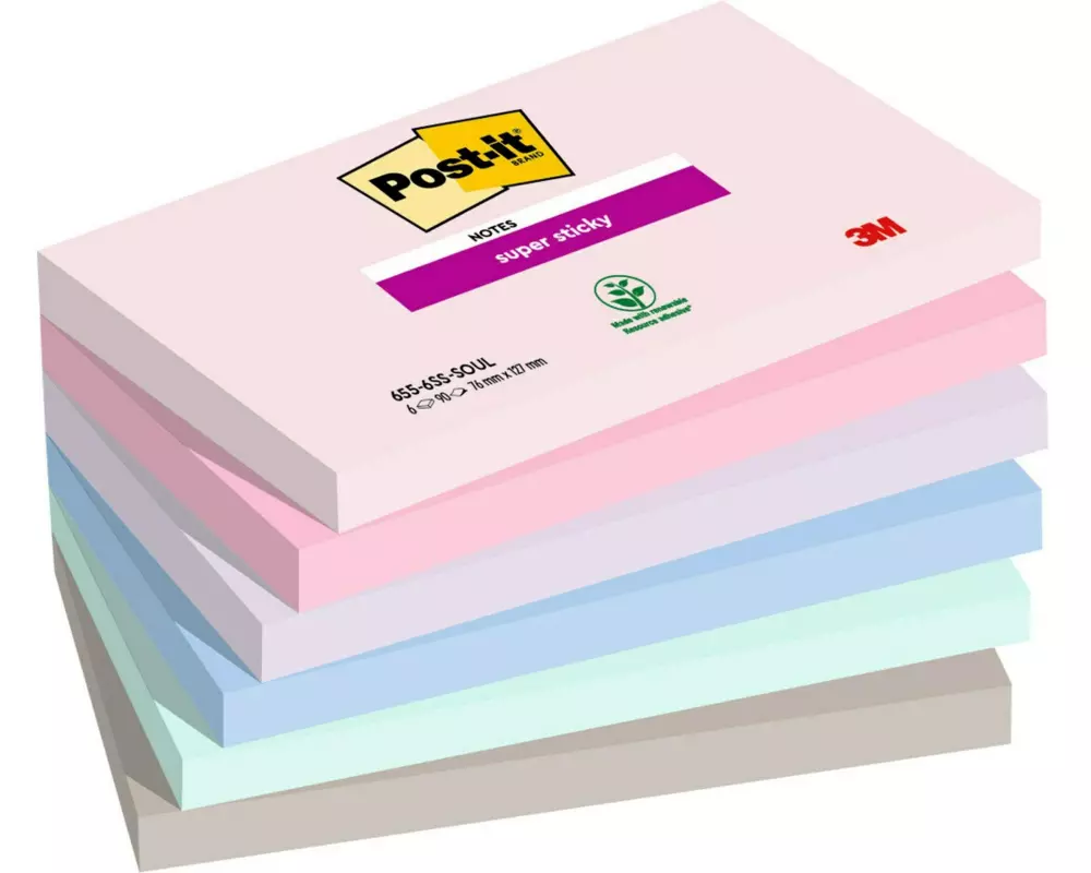 Post-it Notizzettel Super Sticky Soulful Collection, 127 mm x 76 mm