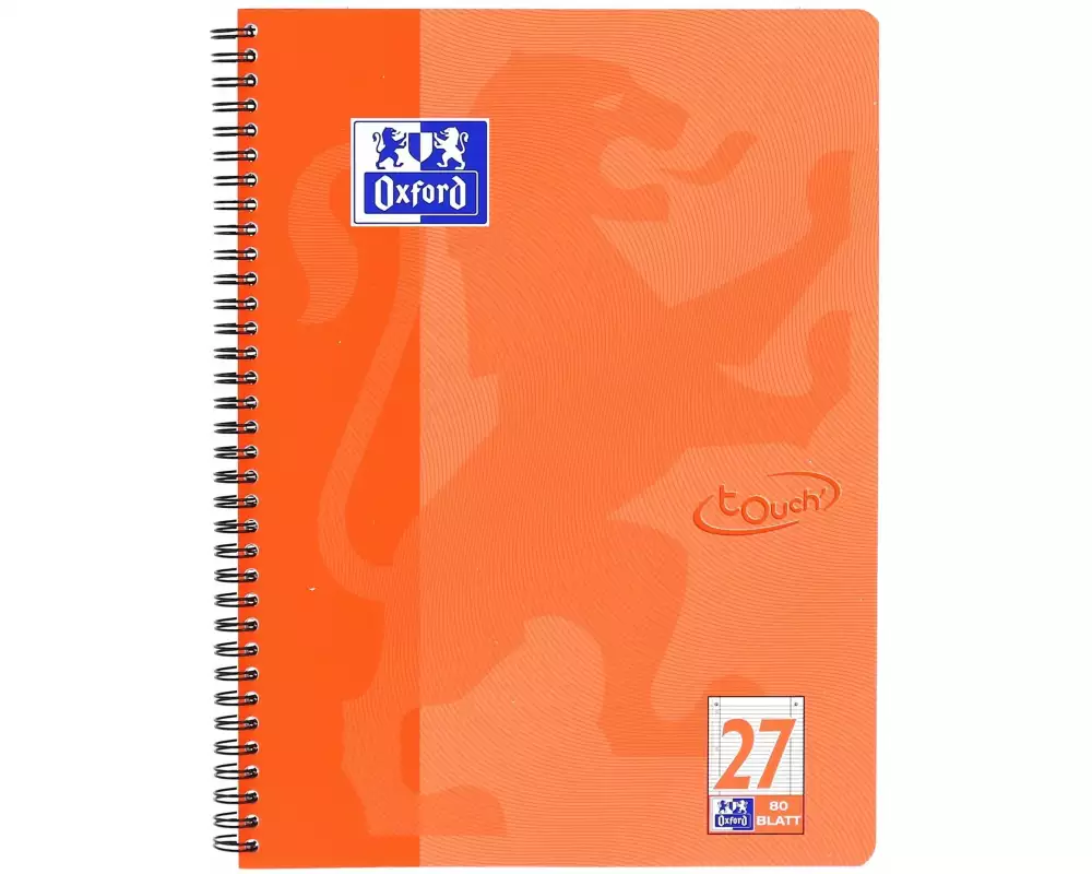 Oxford Notizheft Touch Collegeblock L27, A4 +, Liniert, Koralle
