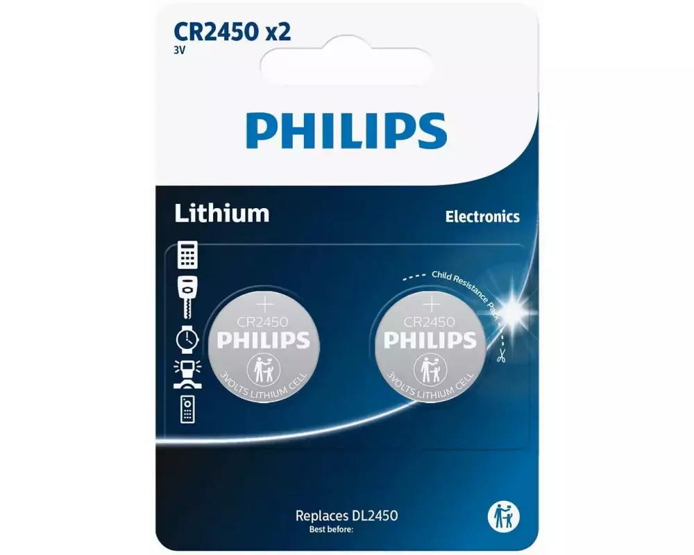 Philips Knopfzelle Lithium CR2450 , 2 Stück