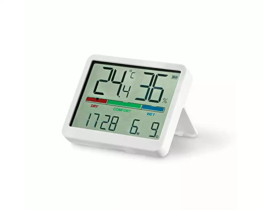 EASYmaxx Thermo- & Hygrometer 3 V weiss Farbdisplay Komfortanzeige