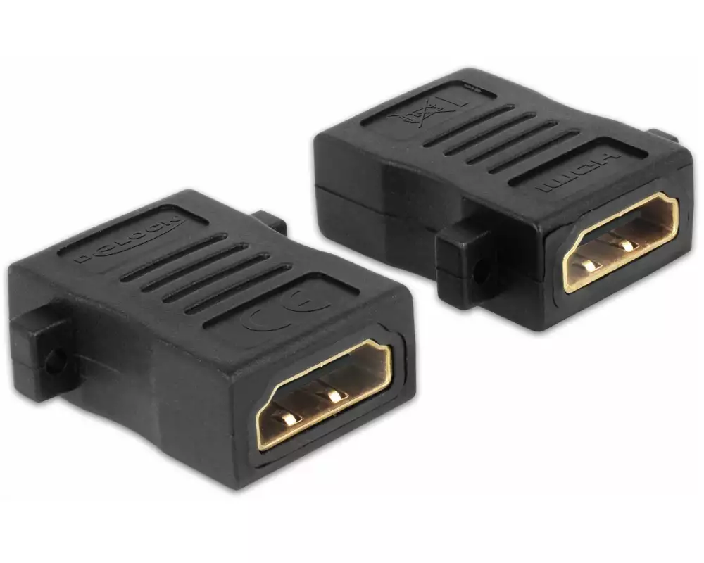 Delock Adapter HDMI - HDMI, mit Schraubanschluss, 1 Stück