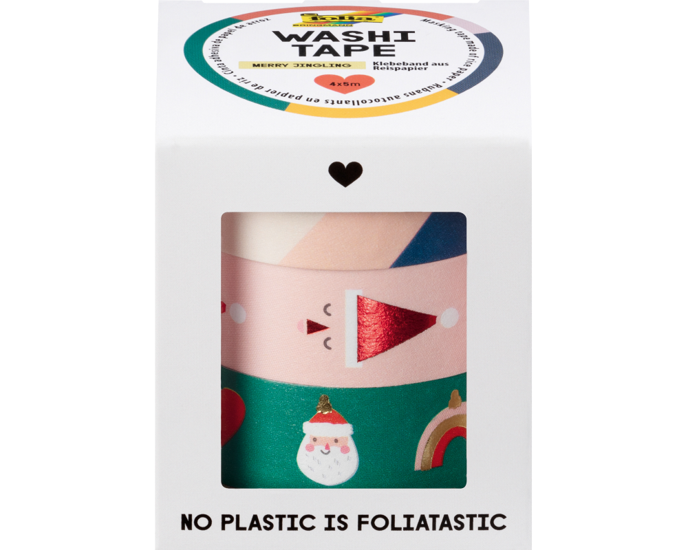 FOLIA Washi Tape Set Merry Jingling 26458 Hotfoil 4 Stück