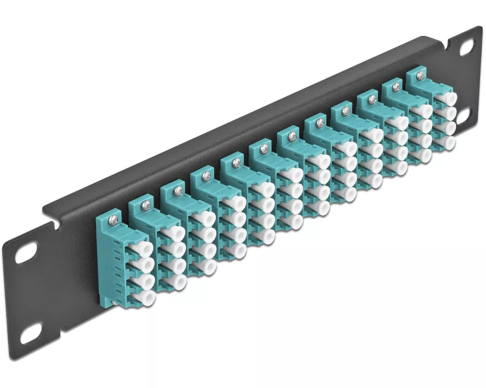 Delock Verteilerplatte 10″ LWL Patchpanel 12 Port LC Quad schwarz