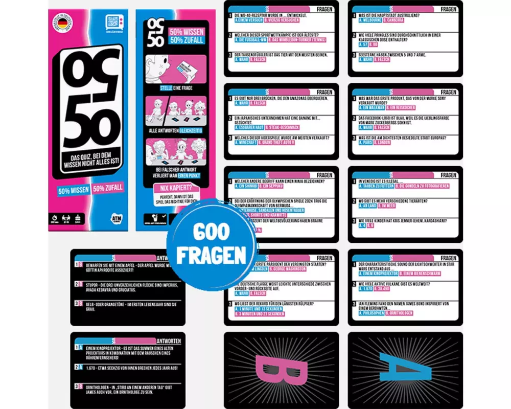 Max Bersinger Kartenspiel 50/50 Das Quizspiel -DE-