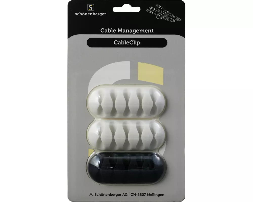 Schönenberger CableClip Kabelhalterungen, 66 mm, Weiss / Schwarz