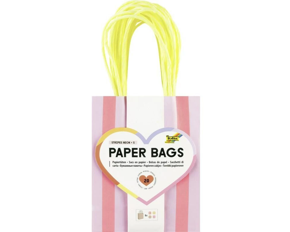 Folia Paper Bags S 20 Stück, 12 x 5,5 x 15 cm, 4 Motive sortiert