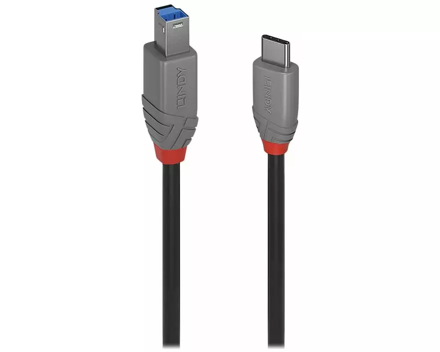 LINDY 2m, USB 3.2, Type C, to B, Cable, Anthra Line