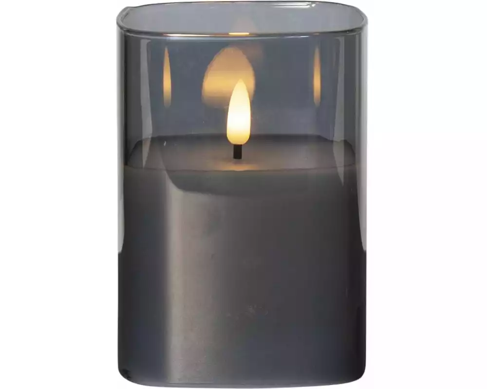 Star Trading LED-Kerze Pillar Flamme Ø 9 x 12.5 cm, Schwarz