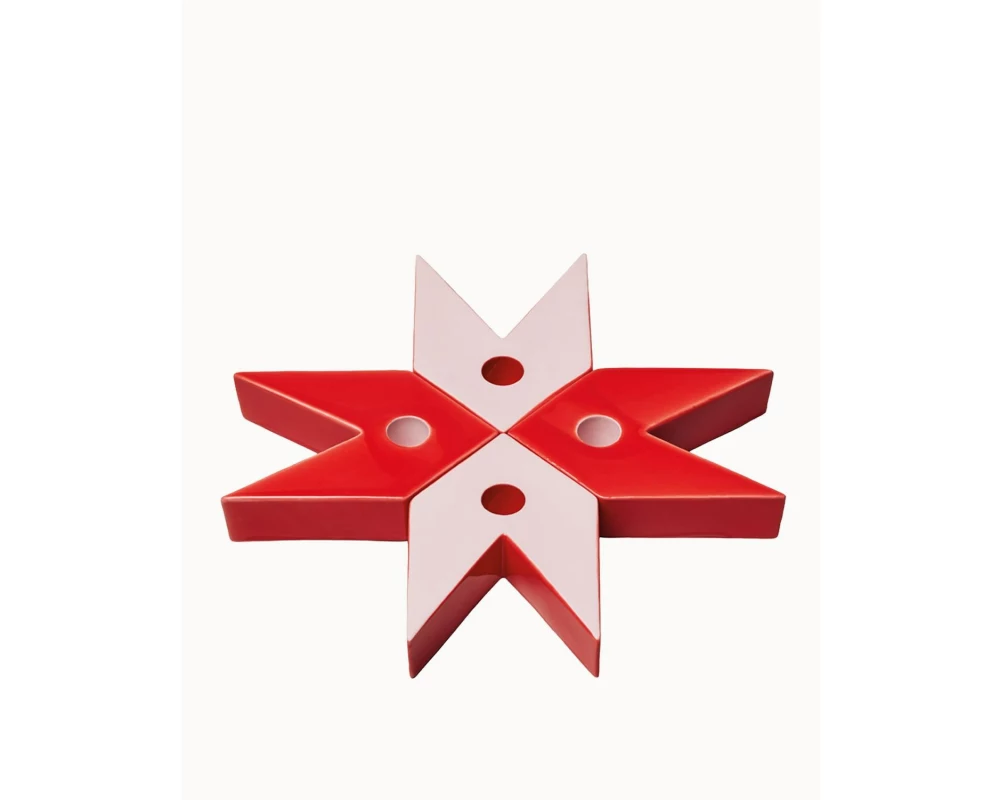 Chic Mic Star candle holder Porcelain, 4-piece, red & rose