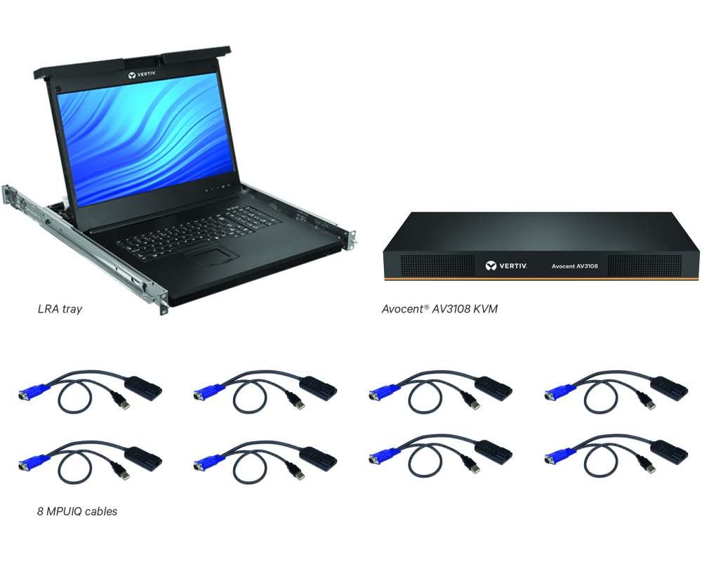 Vertiv Avocent LRA185KMM8D-001 Konsolenregal 48,3 cm (19") 1366 x 768 Pixel Kunststoff, Stahl Schwarz 1U