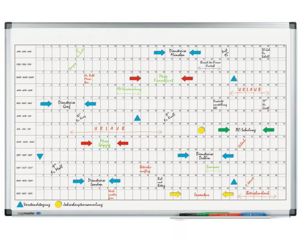 Legamaster Magnethaftendes Whiteboard Jahresplaner, 60 cm x 90 cm