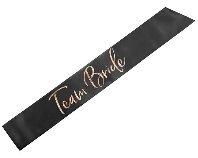 Partydeco Schärpe Team Bride schwarz, roségoldener Aufdruck, 75 cm