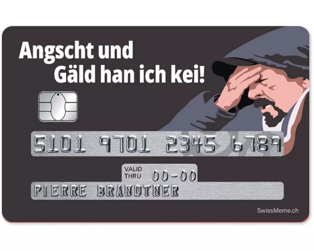 Swissmeme Kreditkarten-Sticker Angscht und Gäld, 8.4 x 5.3 cm