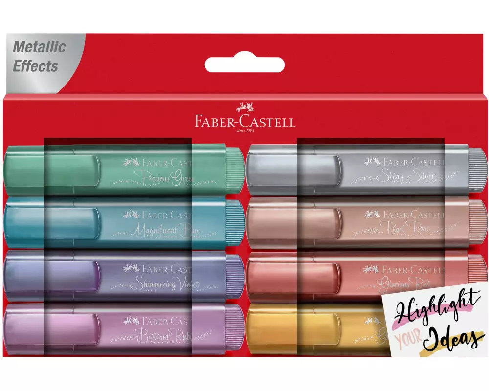 Faber-Castell Textmarker Metallic Mehrfarbig, 8er Etui