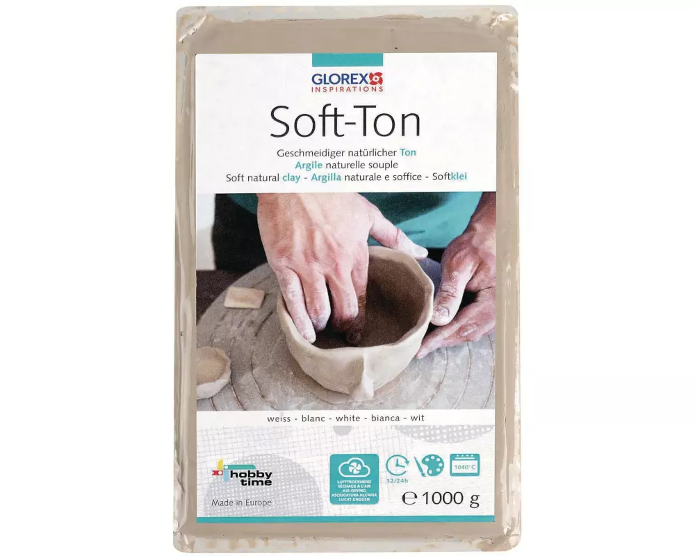 Glorex Modelliermasse Soft-Ton 1000g, Weiss
