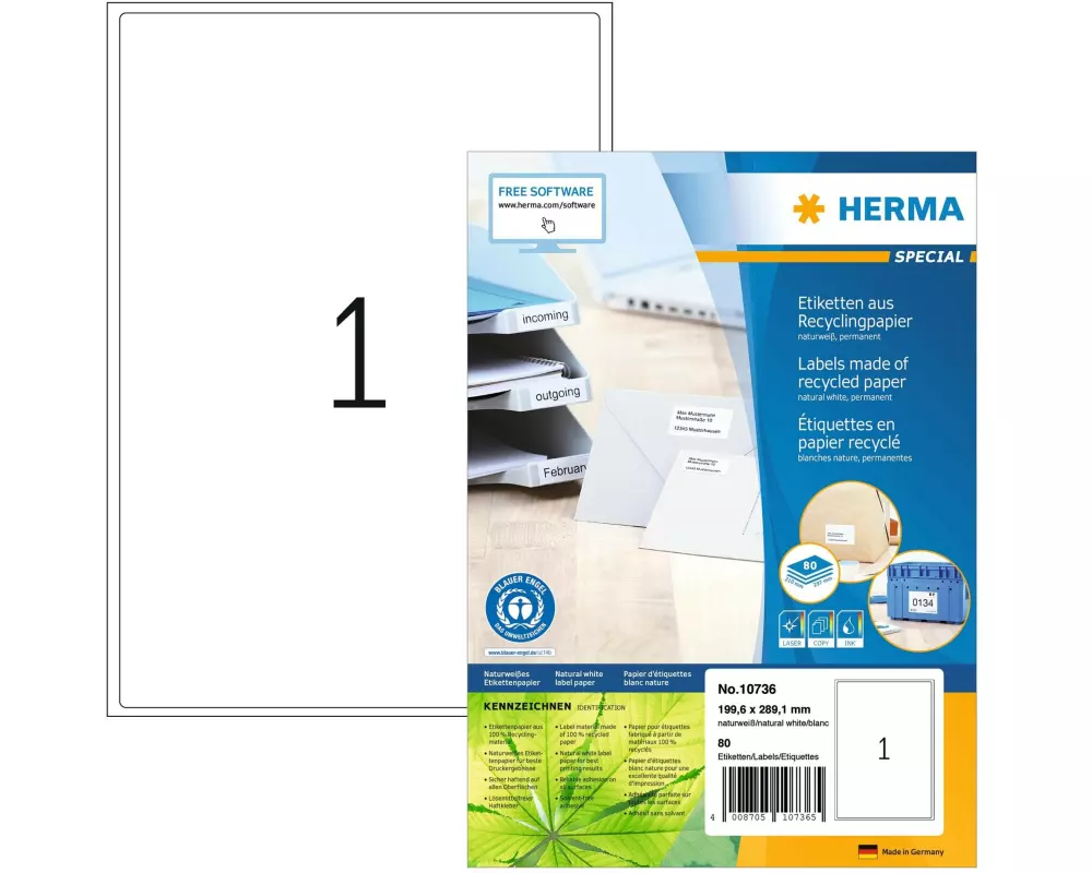 HERMA Universal-Etiketten 199.6 x 289.1 mm, 80 Blatt
