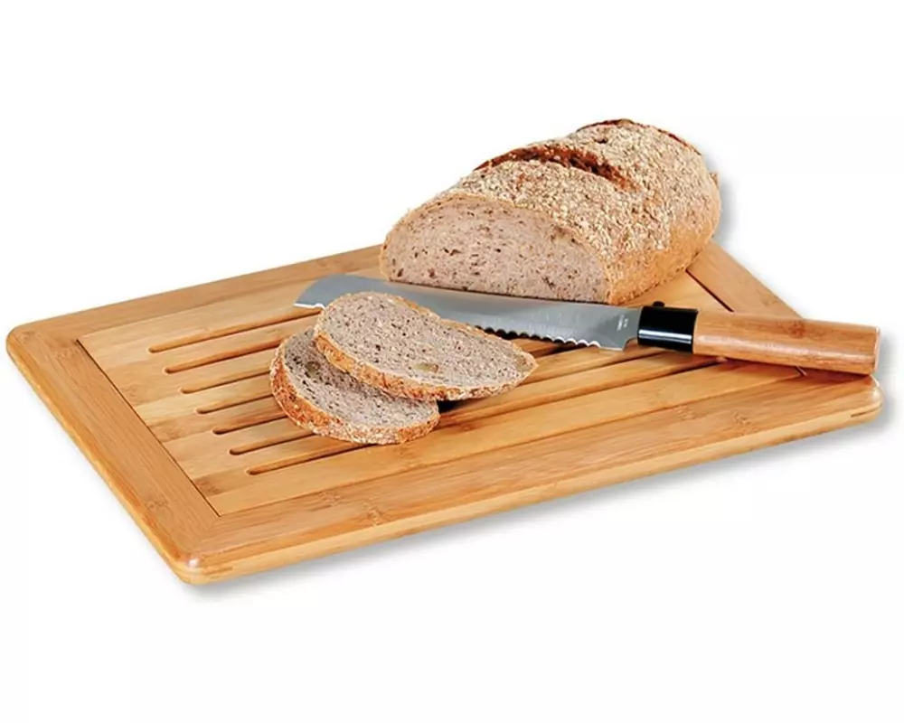 Kesper Brotschneidebrett Bambus mit Krümelfach 42 x 28 x 2 cm