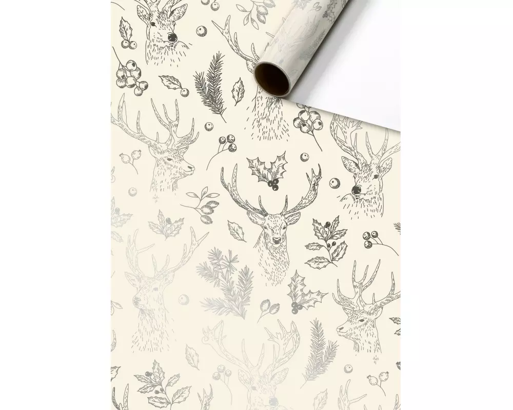 Stewo Geschenkpapier Beau | 70 cm × 1.5 m, 76 g/m², beige Hirsch