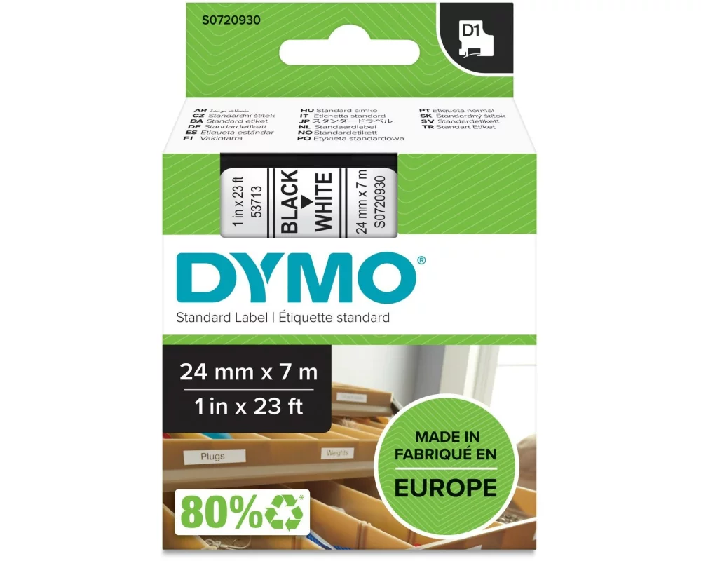 DYMO Beschriftungsband D1 Schwarz auf Weiss