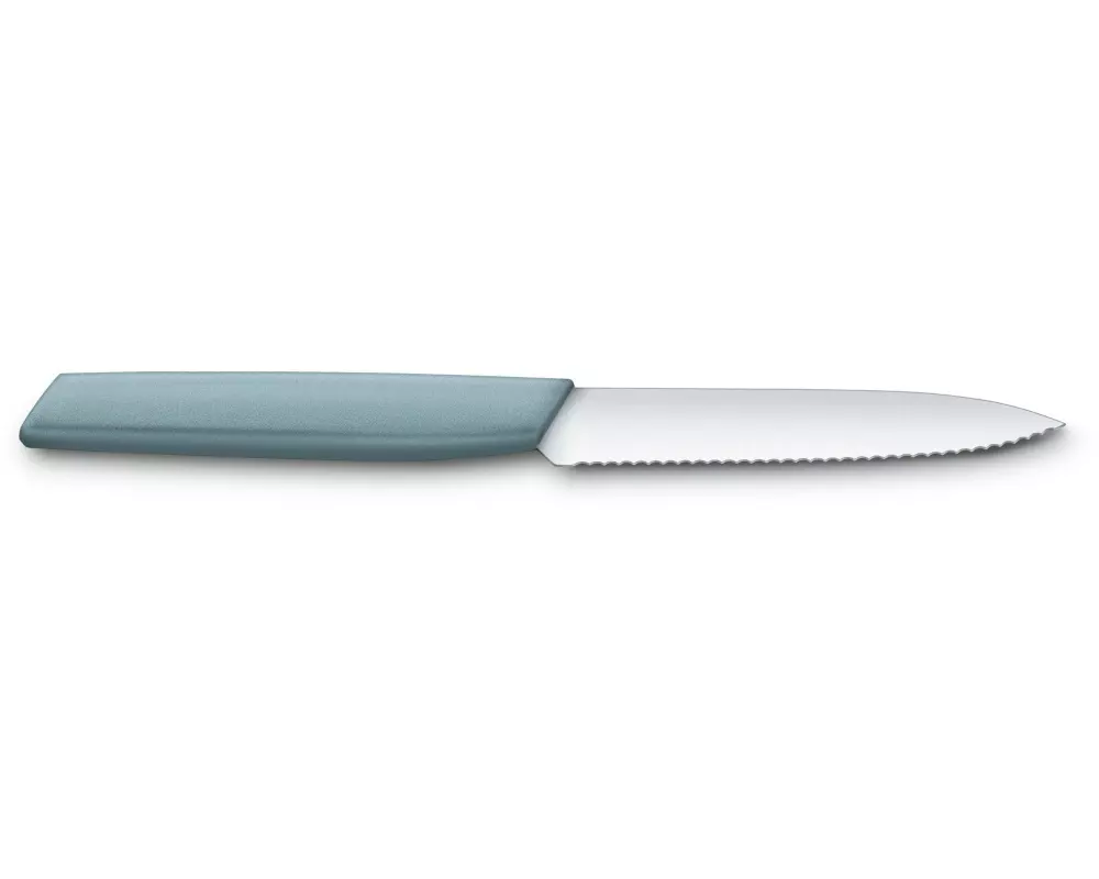 Victorinox Gemüsemesser Swiss Modern mit Wellenschliff 10 cm, Hellblau