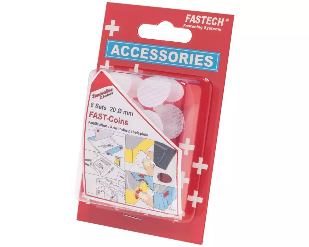 FASTECH Klettpunkte 20 mm selbstklebend Weiss, 8 Paar
