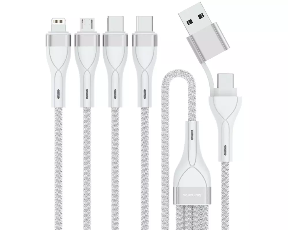 4smarts USB-Ladekabel USB-C/A Multi-Ladekabel 4in2 1.2 m, Weiss