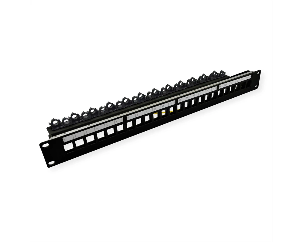 ROLINE 19-Zoll-Keystone-Modulträger, leer, 24P. geschirmt, Clip-Befestigung, schwarz