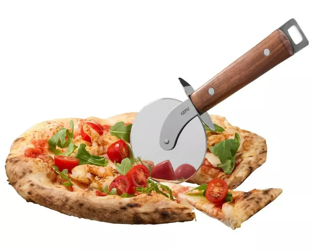 GEFU Pizzaschneider Madero Silber/Braun, 21 x 9.5 x 1 cm