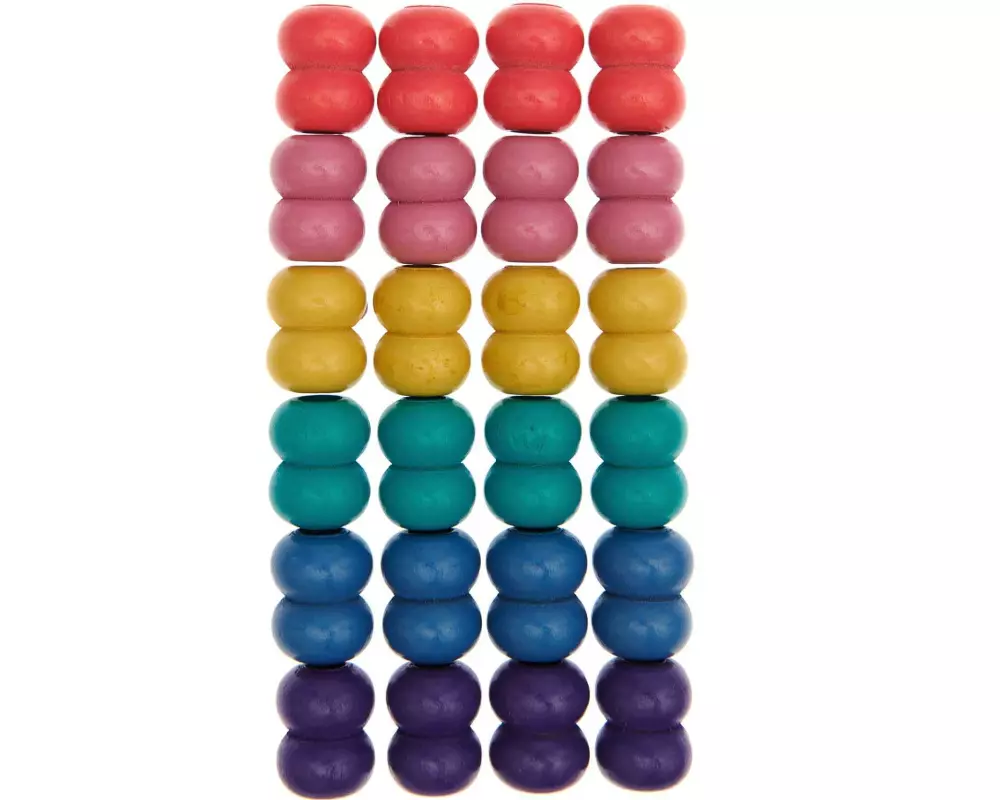 Rico Design Holzperlen Makramee Regenbogenfarben, 24 Stück