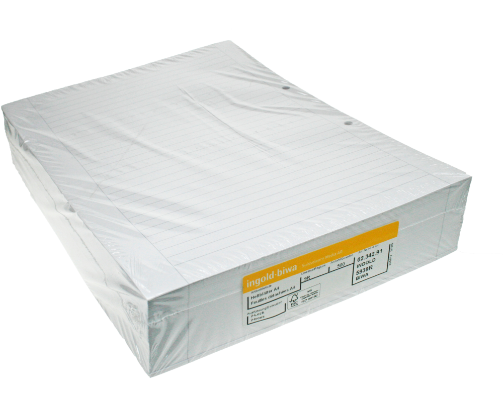 INGOLD-BIWA Ringbucheinlagen A4 02.342.552 weiss 90g 5x5mm kar. 500 Blatt