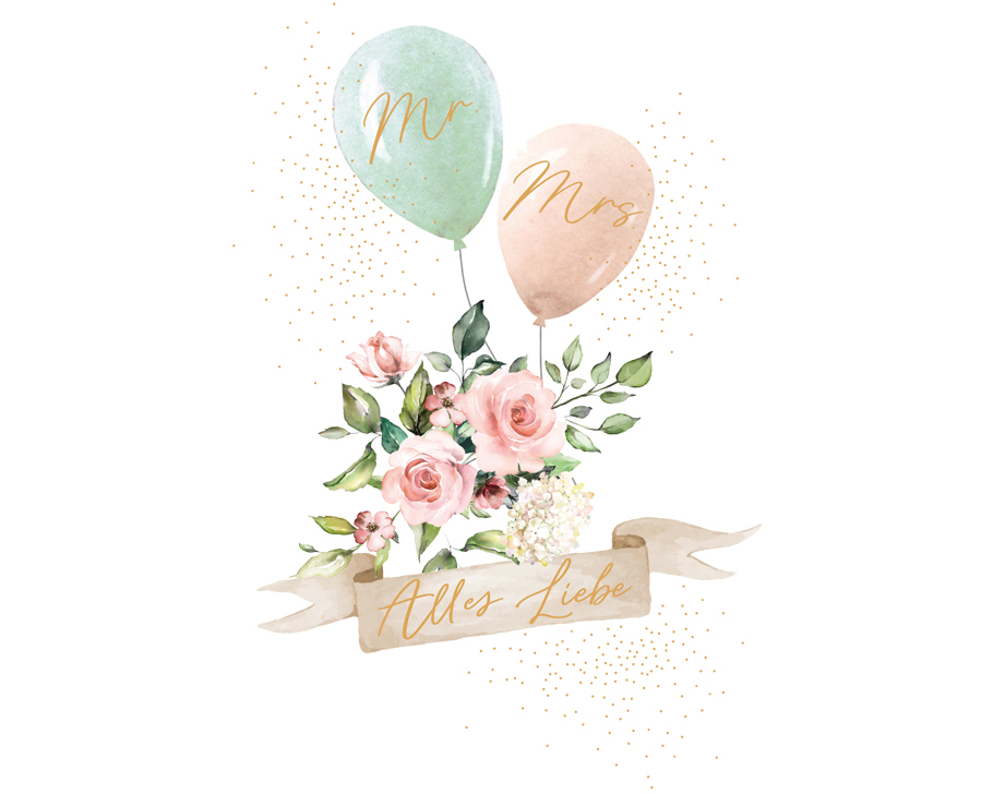 ABC Hochzeitskarte B6 51652 Alles Liebe Mr. Mrs.