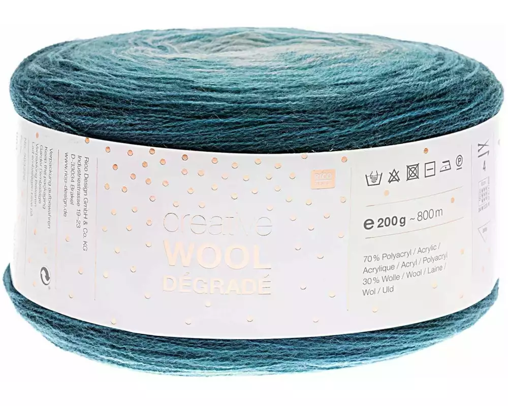 Rico Design Wolle Creative Wool Dégradé 200 g Petrol