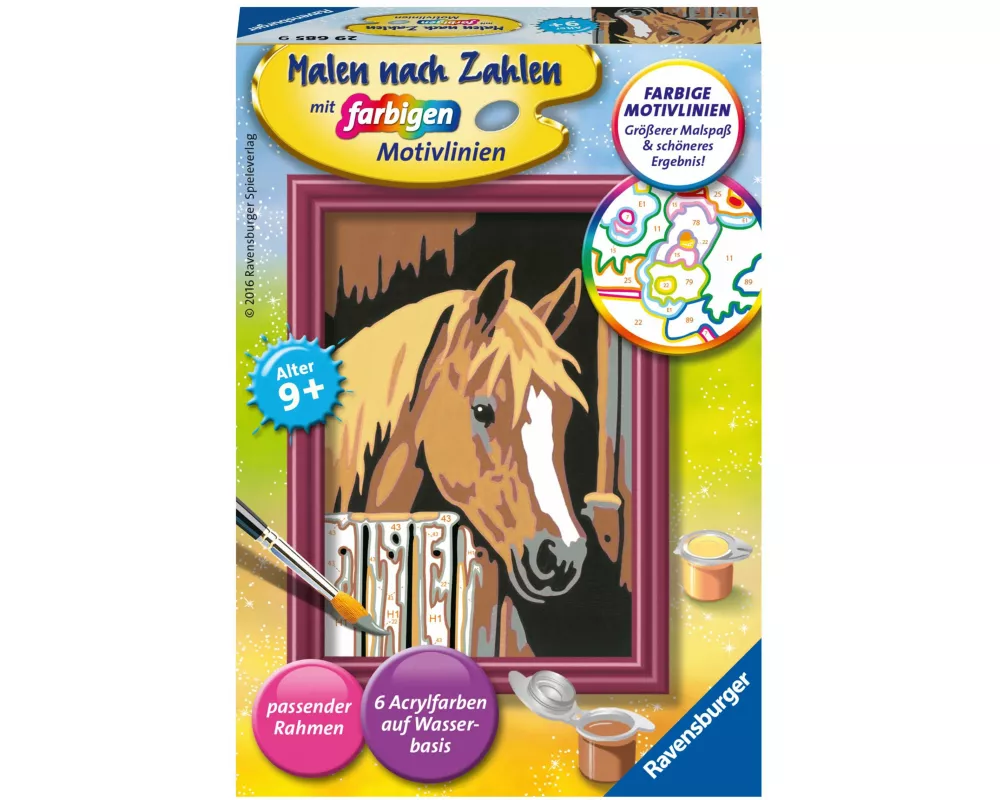 CreArt, Malen nach Zahlen Kinder - Pferd im Stall